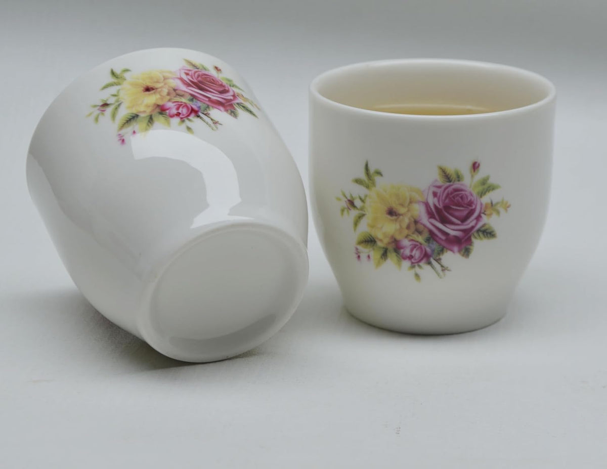Liang baobao Porcelain Teacup, 5oz Cups Painted Flowers Coffee Tea Water Pot Ceramic Kettle Tea pot Accessories (cup*4)