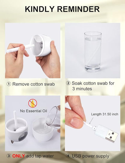 Cool Mist Humidifier,300ml Mini Humidifiers with Night Light,Waterless Auto-Off Air Humidifier,20dB Quiet Humidifiers for Bedroom,Car, Plant for Girl Boy