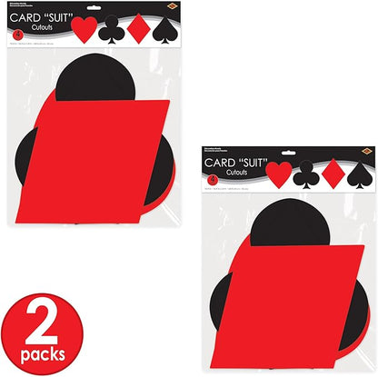 Beistle , 8 Piece Card "Suit" Cutouts, 15.5" to 16.5"