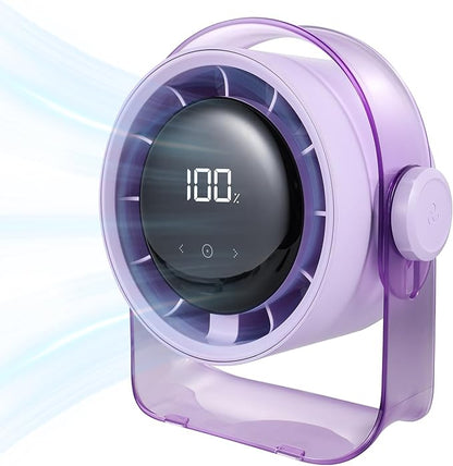 VAVOFO Desk Fan, Small Quiet LED Display Portable USB Fan, 180°Tilt, 100 Speeds, 5 Modes, Rechargeable 3600mAh Battery Operated Table Fans For Office, Bedroom, Outdoor（Purple）