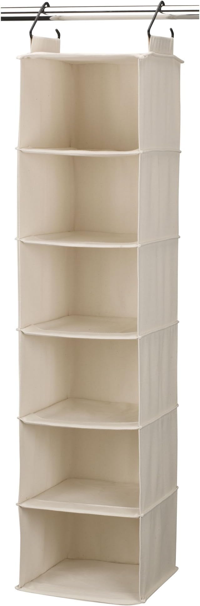 Household Essentials Cedarline 6-Shelf Hanging Closet Organizer, Heavy-Duty Cotton Canvas, Breathable, Versatile, Compact, Perfect for Rod or Wire Closets, Natural