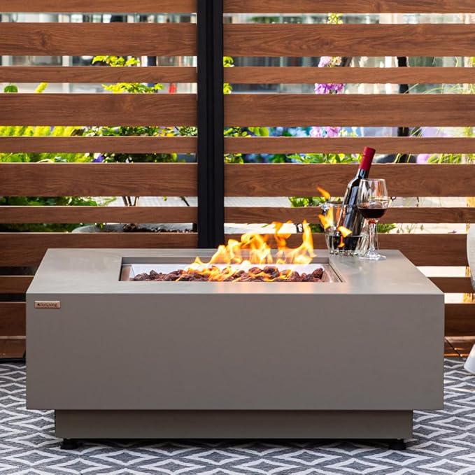 Ashton 36” Propane Fire Pit Smokeless Firepit Outdoor Gas Fire Pit for Outside Patio Firepit Table Includes Rain Cover Converter Kit Lava Rocks Lid CSA Certified