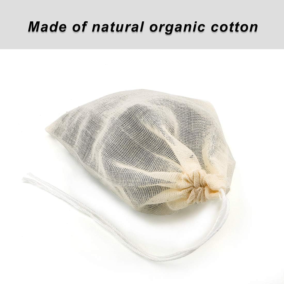 Tea Filter Bags, 50 Pack Empty Reusable Cotton Tea Bag for Loose Leaf Tea