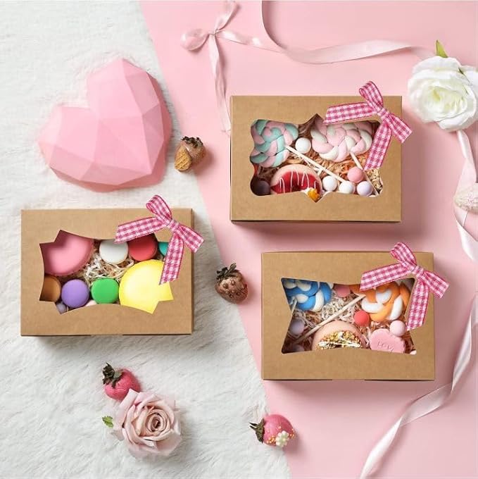 Meseey 100 Pcs 1.5 Inches Premade Craft Bows Self Adhesive Hot Pink and White Plaid Satin Ribbon Bows for Treat Bags Gift Wrapping Basket Wedding Baby Shower Brithday Party(Hot Pink and White Plaid)