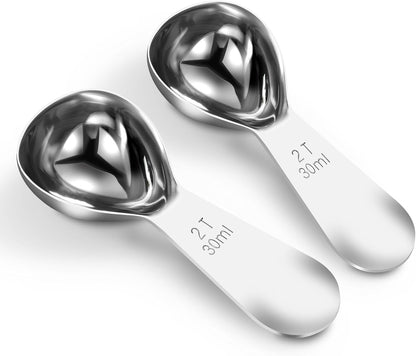 Coffee Scoop 2 tablespoon Measuring Spoons(30ml 2pcs), Ergonomics Design Coffee Scooper 2 tbsp Metal Stainless Steel Manufacture，coffee scoop for