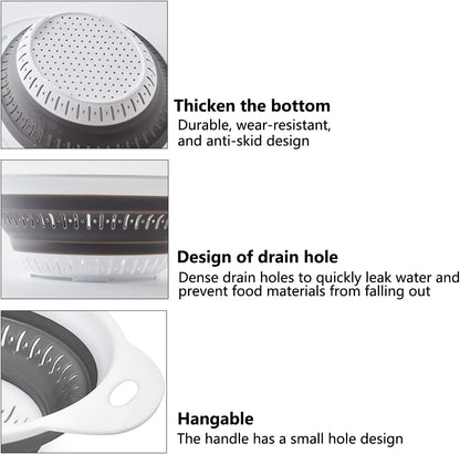 Collapsible Colander and Strainer,Silicone Strainer Colanders & Food Strainers,for Vegetable and Fruit, Kitchen Essentials