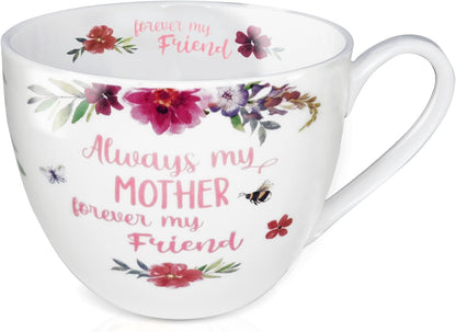 Mom Mugs for Daily Coffee and Tea, Premium 20 oz Bone China Coffee Tea Hug Mug, Perfect Holiday, Birthday, and Mother's Day Gift for Moms
