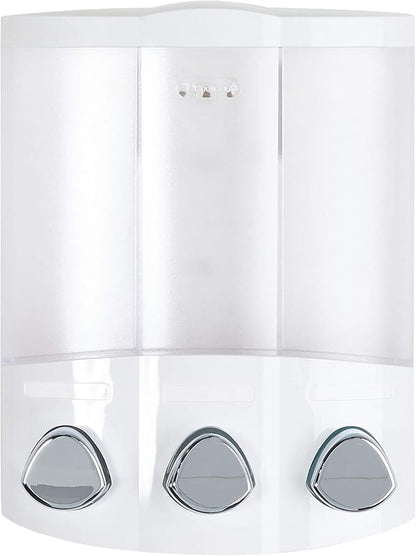 Better Living Products, White 76354 Euro Series TRIO 3-Chamber Soap and Shower Dispenser