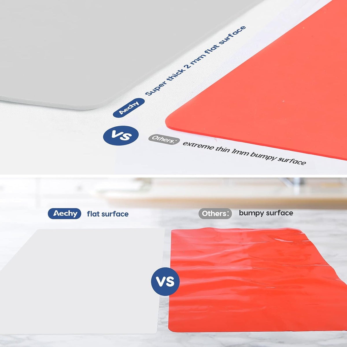 Aechy Extra Large Silicone Mat 35.3"x23.5"x0.08", Multipurpose Silicone Mat Thick Heat Resistant Mat Shipped Rolled Up Kitchen Counter Mat Nonslip