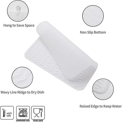 Silicone Dish Drying Mat for Multiple Usage,Easy clean,Eco-friendly,Heat-resistant Silicone Mat for Kitchen Counter or Sink,Refrigerator or Drawer liner Translucent M 12 inches x 12 inches