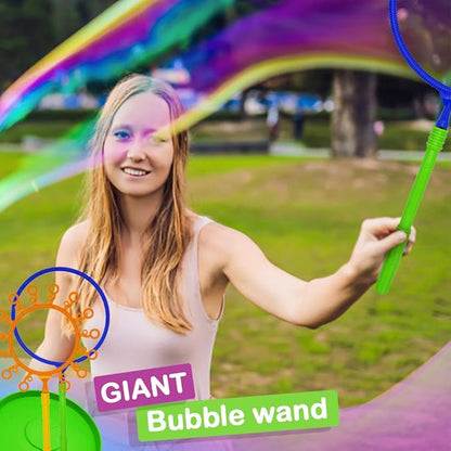 Giant Bubble Wand Set for Kids and Adults with Concentrated Refill, Fun Outdoor and Indoor Activity for Girls, Boys, Toddlers and Children to Enjoy