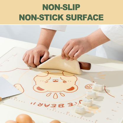 Qeleg Non-Stick Silicone Baking Mat, 28'' X 20" Non Slip Pastry Mats Reusable Silicone Rolling Out Dough Mat with Measuremen and Edge Heightening