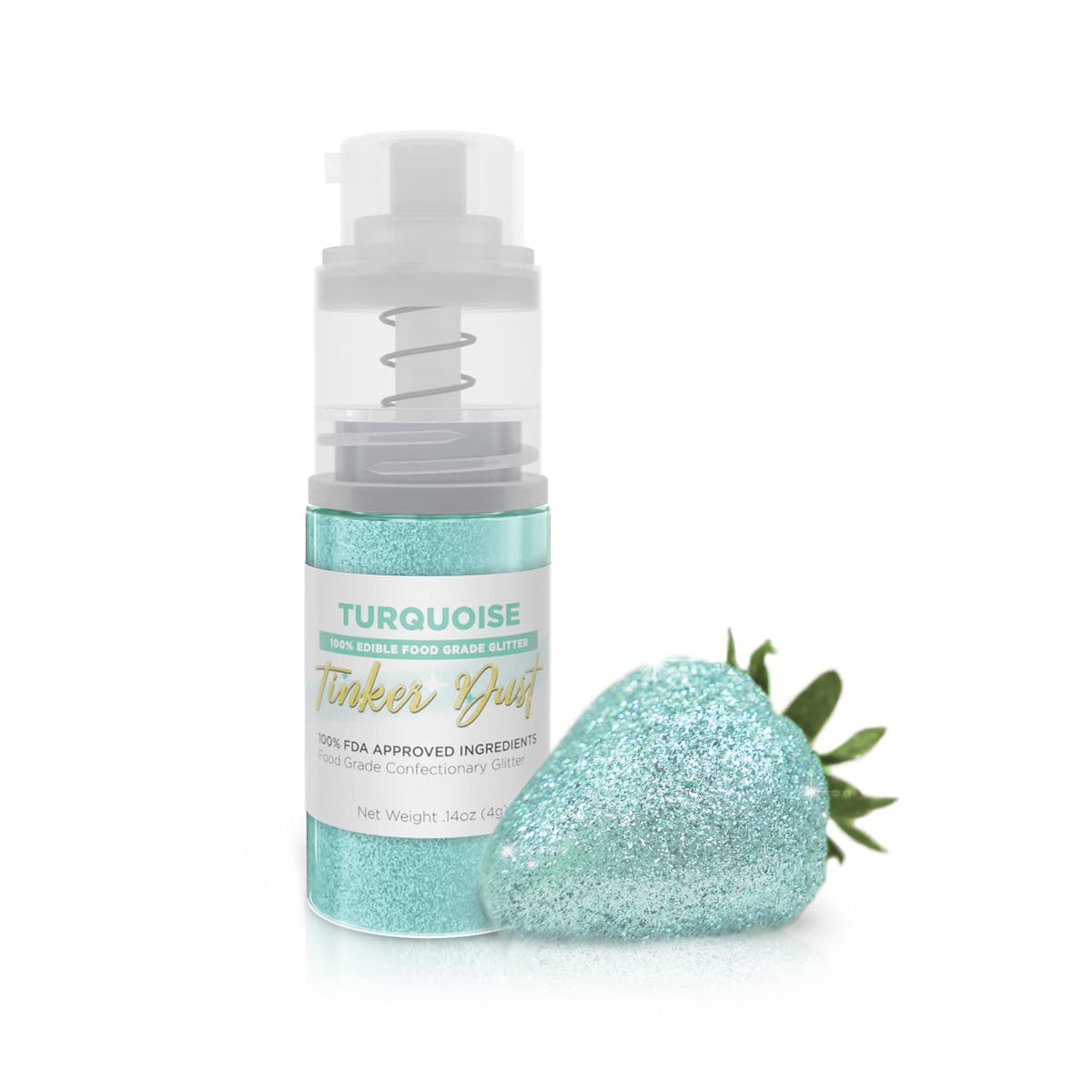 Bakell - Turquoise Tinker Dust (4g, 1x Mini Spray Pump) Edible Glitter for Food, Desserts, and Beverages!