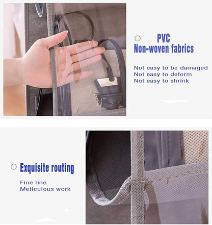 AARAINBOW 1 Pack Hanging Handbag Purse Organizer for Closet, Womens Purse Storage Organizers, Hand bag Organizer Holder, Wardrobe Purse Organizer 8 Pockets Space Saving 41 L x 13.5W (B-Black)