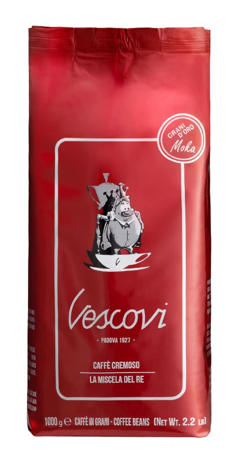 V Vescovi Cremoso Coffee Beans, Premium Italian Espresso Beans, Medium Roast, 2.2 lb/1kg