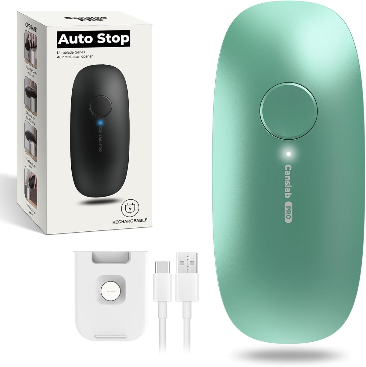Ultrablade PRO Auto Stop Can Opener – Rechargeable Electric, One-Touch Side Cut, Smooth Edge, Hands-Free