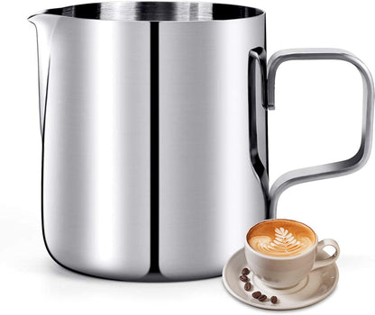 Hulisen Milk Frothing Pitcher, 6.8oz/200ml Stainless Steel Milk Frother Cup, Small Steaming Pitcher for Espresso Machine, Latte Art Pour Cup