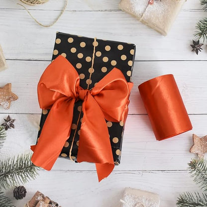 TONIFUL 4 Inch Wide Copper Solid Satin Ribbon 22yd Fabric Large Ribbon for Cutting Ceremony Grand Opening Chair Sashes Table Hair Car Bows Floral Craft Sewing Wedding Party Decoration