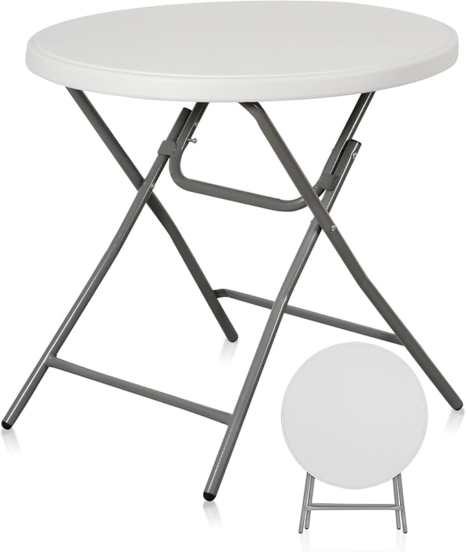 SUPER DEAL 32in Cocktail Table, Indoor Outdoor Portable High Top Table, Plastic Round Bar Height Folding Table for Party Wedding Event, White