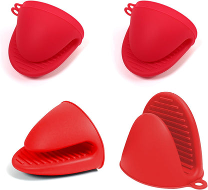 3 Pairs Silicone Oven Mitts Sets Pot Holders Heat Resistant for Kitchen - Small Kitchen Mittens Silicone Rubber Air Fryer Mitts Mini Pot Pinch Grip