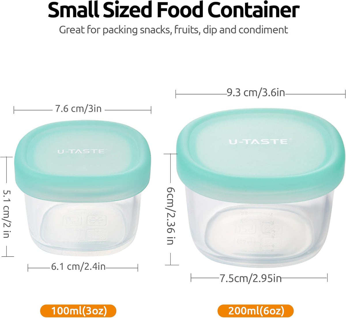 U-Taste 3oz 6oz Small Storage Containers: Food Grade Liquid-Silicone Freezer Box with Airtight Lid, Microwave Safe with Clear Measurements