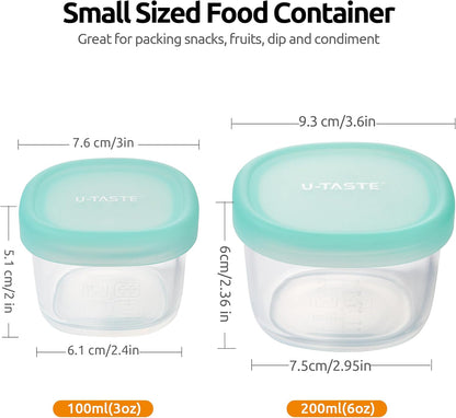 U-Taste 3oz 6oz Small Storage Containers: Food Grade Liquid-Silicone Freezer Box with Airtight Lid, Microwave Safe with Clear Measurements