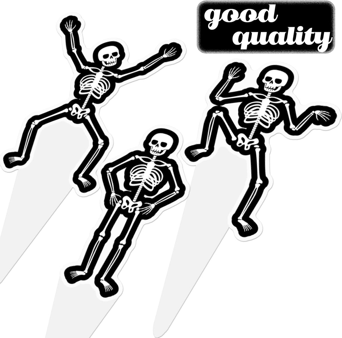 Dancing Skeleton Halloween Cupcake Toppers 48PCS Black Skull Party Cake Decorations Skeleton Cupcake Picks Halloween Birthday Party Decorations for