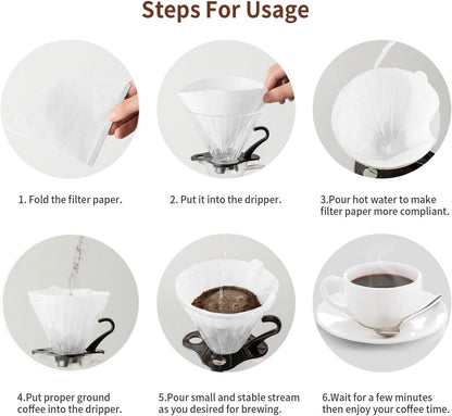 Clinuse 200Pcs Cone Coffee Filters #2, White Size 02 Coffee Filter