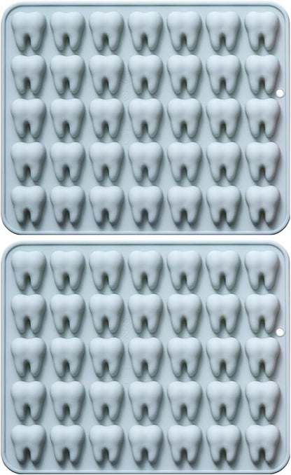 Unique Tooth Shape Candy, Chocolate Silicone Molds Set, 70 Cavity, Non Stick Mold for Gummy, Cupcake Topper, Snack, Biscuit, Handmade Diy, 2 Count