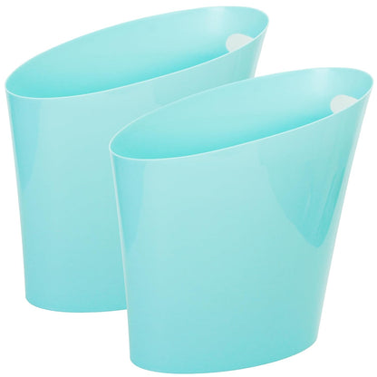Youngever 2 Gallon Slim Trash Can, Plastic Garbage Container Bin, Small Trash Bin with Handles for Home Office, Living Room, Study Room, Kitchen, Bathroom (2 Pack) (Mint)