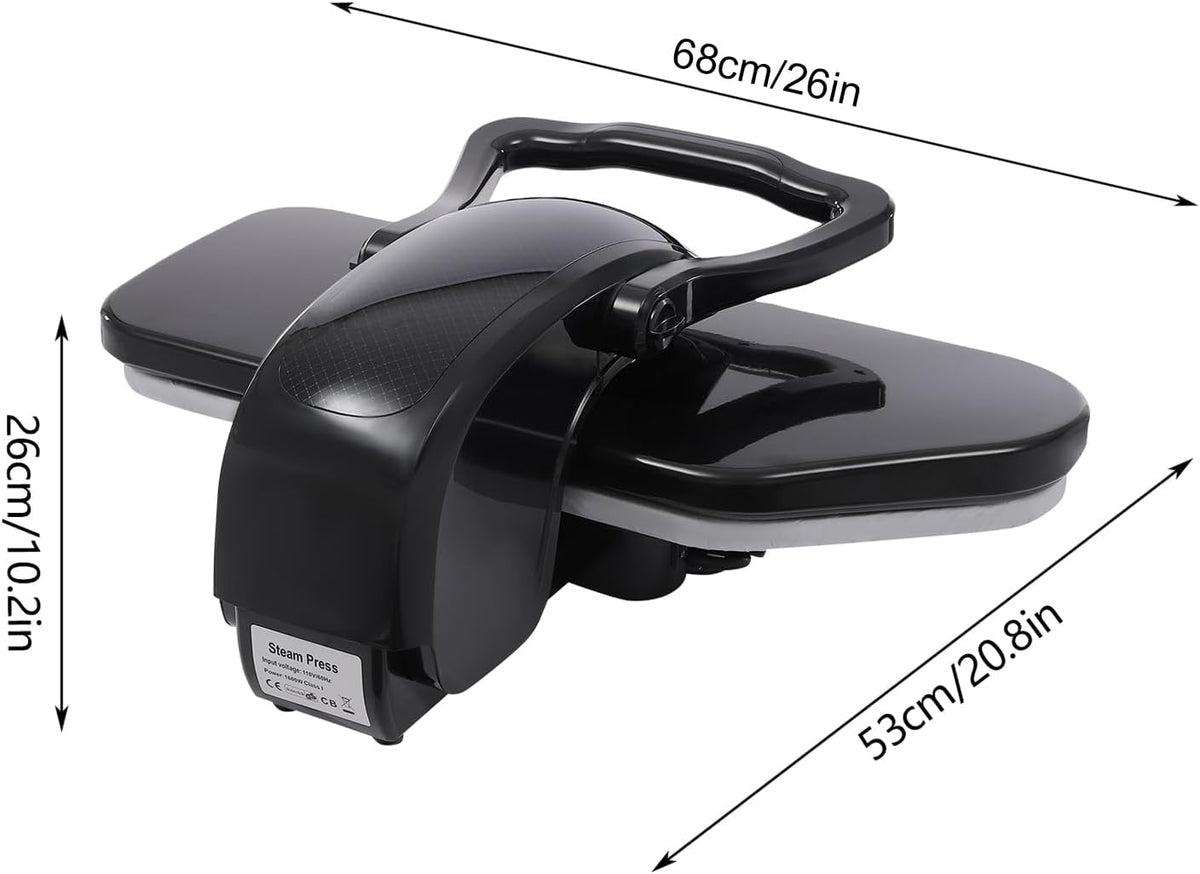 Intelligent Steam Press with 5 Fabric Setting Professional Steamer 1600W for Home/Business 36inch Non-stick Large Pressing Surface Auto Shutoff & Temp Settings Digital Touch Screen (Black)