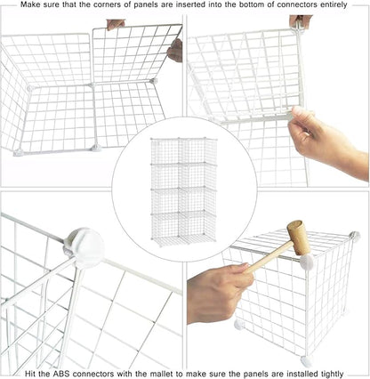 C&AHOME Wire Cube Storage, 8-Cube Organizer Metal C Grids Storage, Storage Bins Shelving, Modular Shelves, DIY Closet Cabinet Ideal for Living Room, Home, Office 24.8" L x 12.4" W x 48.4" H White