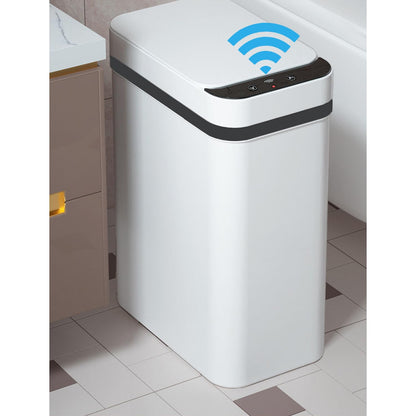 Yatmung Skinny Trash Can Automatic Touchless - 4 Gallons Motion Sensor Bathroom Trash Can - Electric, Slim, Plastic - Narrow Garbage Can with Lid - Thin Smart Trash Bin - 15.5 Liters (White)