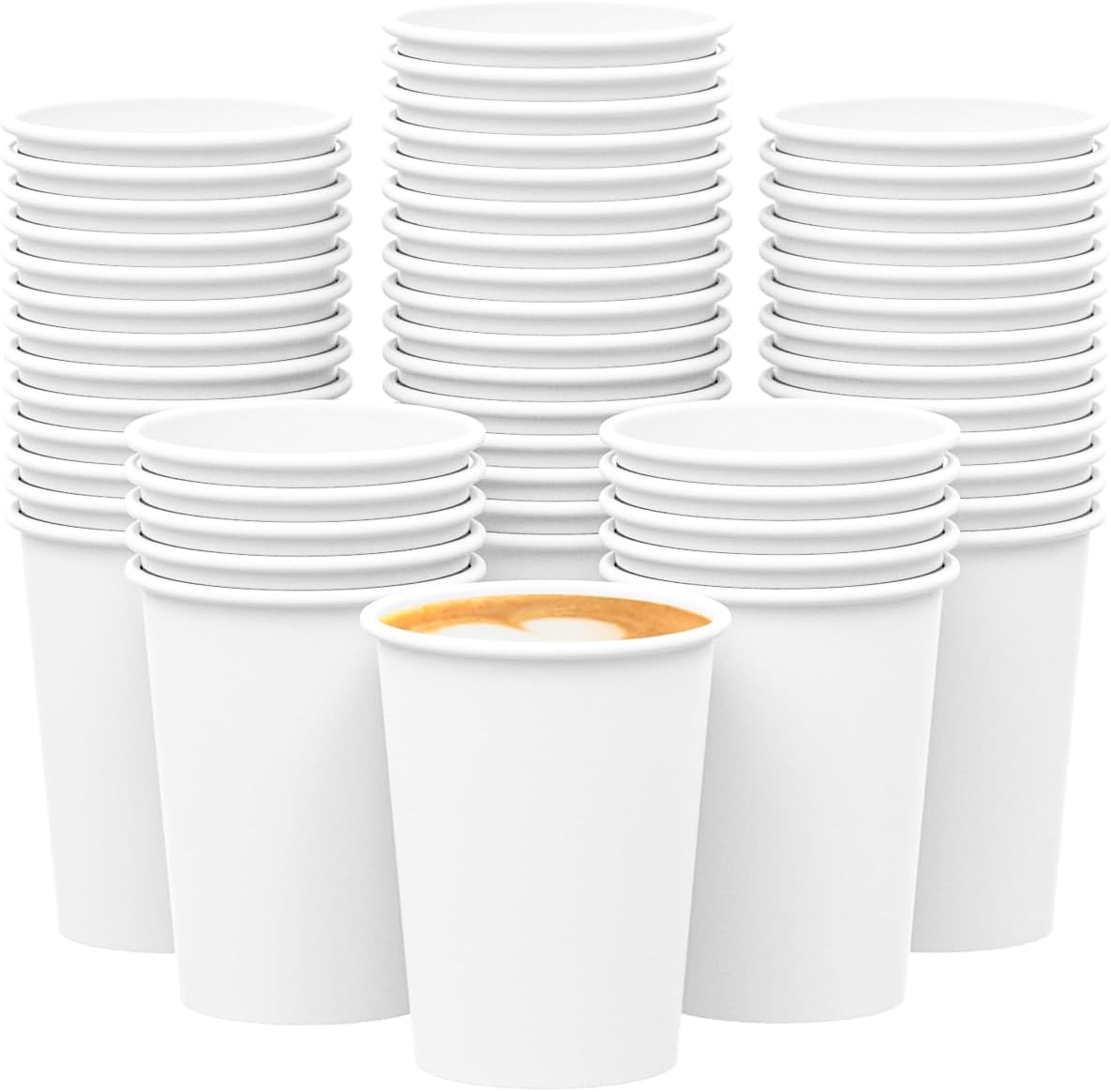𝟐𝟏𝟎 𝐂𝐨𝐮𝐧𝐭 𝟏𝟐 𝐨𝐳 Disposable White Paper Coffee Cups, To Go Hot Cups for Coffee, Chocolate, Juice, Hot or Cold Beverage Drinking Cup Suitable for Party
