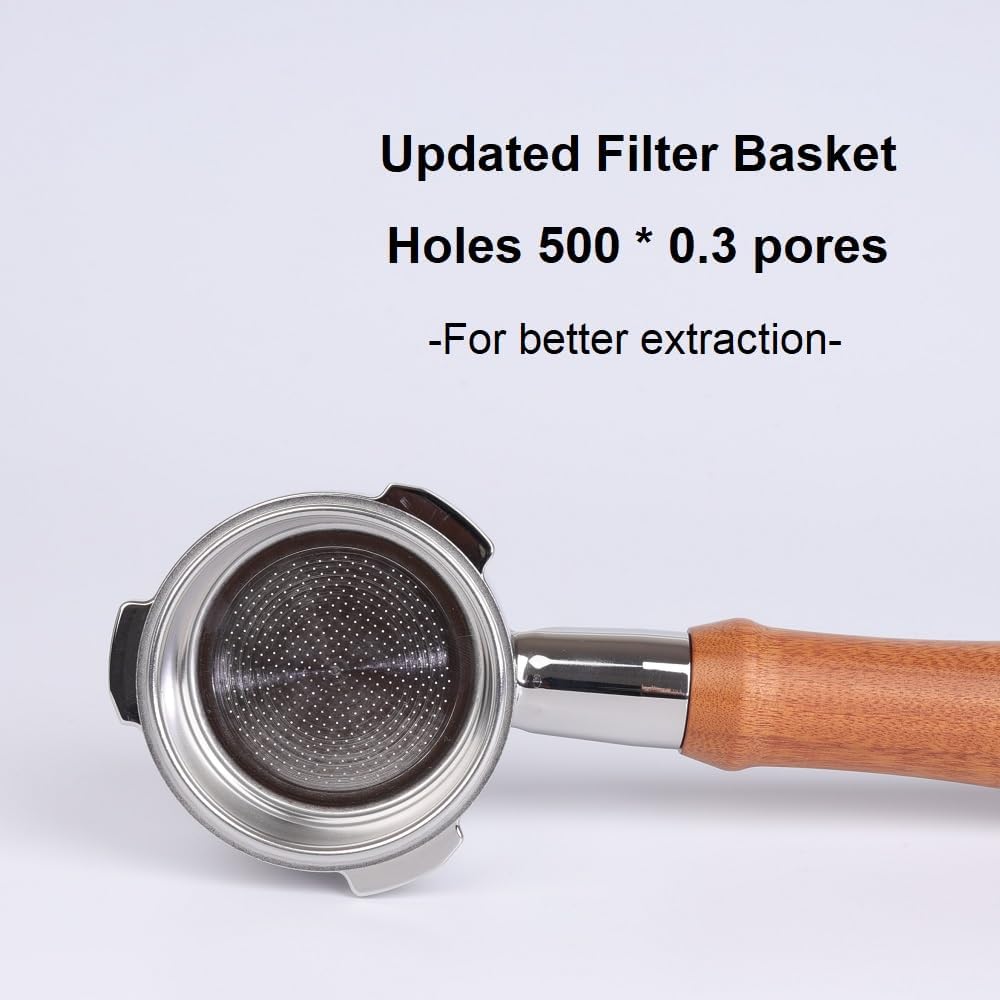 51mm Bottomless Portafilter 3 Ears Compatible with Casabrews CM5418 and 3700 Series, with Stainless Steel Double Shot Capacity Cup Filter Basket