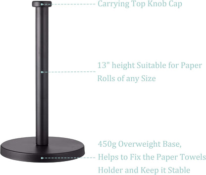 Paper Towel Holder, Black, Stainless Steel, Countertop, Kitchen, Bathroom