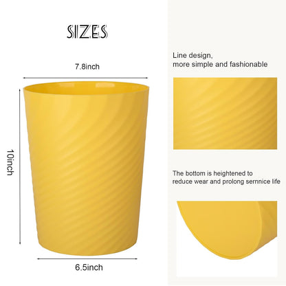 UUJOLY Plastic Small Trash Can Wastebasket, Garbage Container Basket for Bathrooms, Laundry Room, Kitchens, Offices, Kids Rooms, Dorms, (Yellow, 1.8 Gallon)