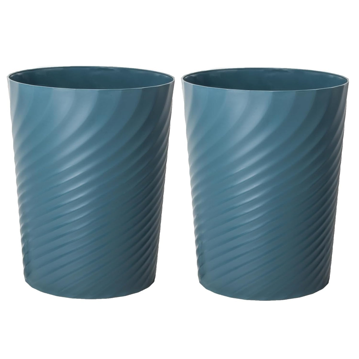 UUJOLY Plastic Small Trash Can Wastebasket, Garbage Container Basket for Bathrooms, Laundry Room, Kitchens, Offices, Kids Rooms, Dorms, 1.8 Gallon, Bluish Green, 2 Pack