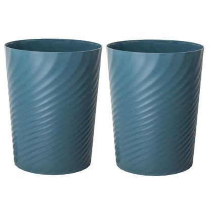 UUJOLY Plastic Small Trash Can Wastebasket, Garbage Container Basket for Bathrooms, Laundry Room, Kitchens, Offices, Kids Rooms, Dorms, 1.8 Gallon, Bluish Green, 2 Pack