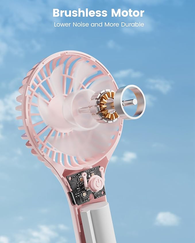 Edvision Portable Mini Fan - Powerful Personal Handheld Fan with 3 Speeds, Cute and Small, USB Rechargeable for Travel/Lash/Makeup/Outdoor/Home, Pink