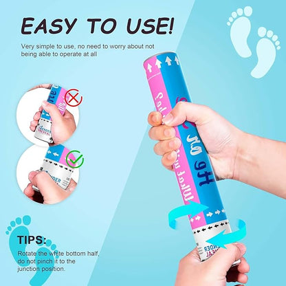 Gender Reveal Confetti Cannon | No Powder Confetti Poppers | Ideal for Baby boy Gender Reveal Decoration (12 blue)
