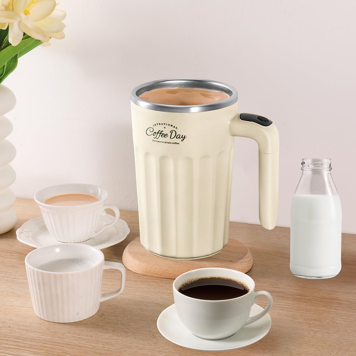 Drink Stirrer,Electric Mixing Mug,Electric Stirring Coffee Mug,Stirring mug, Coffee Mugs,Suitable for Coffee, Milk, Cocoa and Other Beverages
