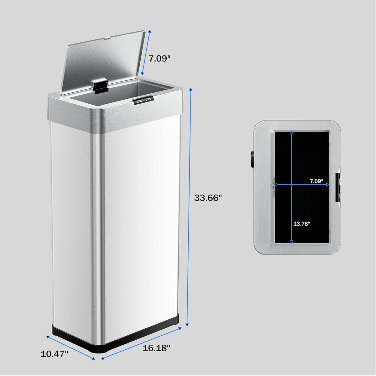 TLSUNNY 21.1 Gallon Motion Sensor Trash Can,Touchless Automatic Garbage Can,Brushed Stainless Steel Smart Bin,with Bag Holder,Soft Close Lid,for Kitchen,Office,RV,Bedroom,Living Room (Silver, 80L)