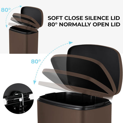 8 Gal Kitchen Trash Can, 30L Recycling or Garbage Bin, Brushed Stainless Steel Waste Basket, Soft&Quiet Close Dustbin, with Step-On Pedal, Removable Inner Bucket, for Home, Office, Living Room