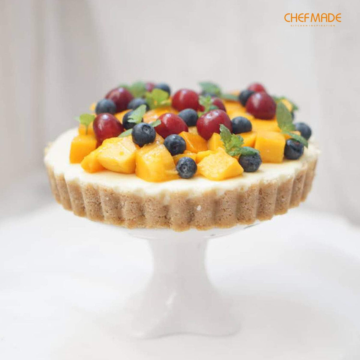 Chefmade Tart Pan, 7-Inch with Removable Loose Bottom Non-Stick Round Quiche Bakeware for Oven and Instant Pot Baking (Champagne Gold)