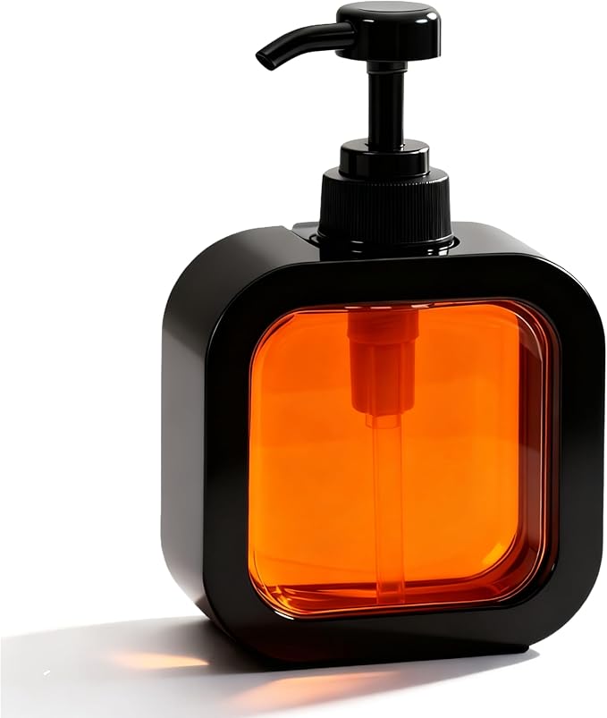 10oz Soap Dispenser, Plastic Hand Soap Dispenser for Bathroom & Kitchen, Waterproof Black Clear Soap Pump Bottle, BPA Free Leak Proof Refillable Lotion Dispenser