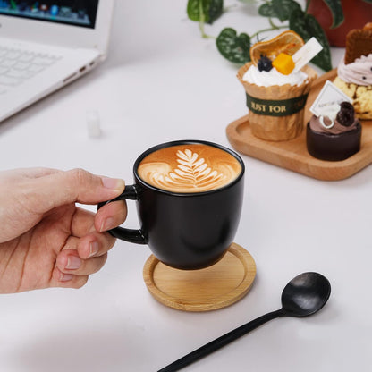 Hasense 4 OZ Espresso Cups and Saucers Set of 6, Demitasse Cups with Handle for Latte, Cappuccino, Cafe Mocha and Tea