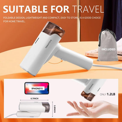 1000w Travel Garment Steamer for Clothes: Foldable Portable Handheld Clothing Mini Steamers Travel Size Hand held Electric Small steam Iron plancha a de Vapor para ropa portatil Travel Dorm Essentials