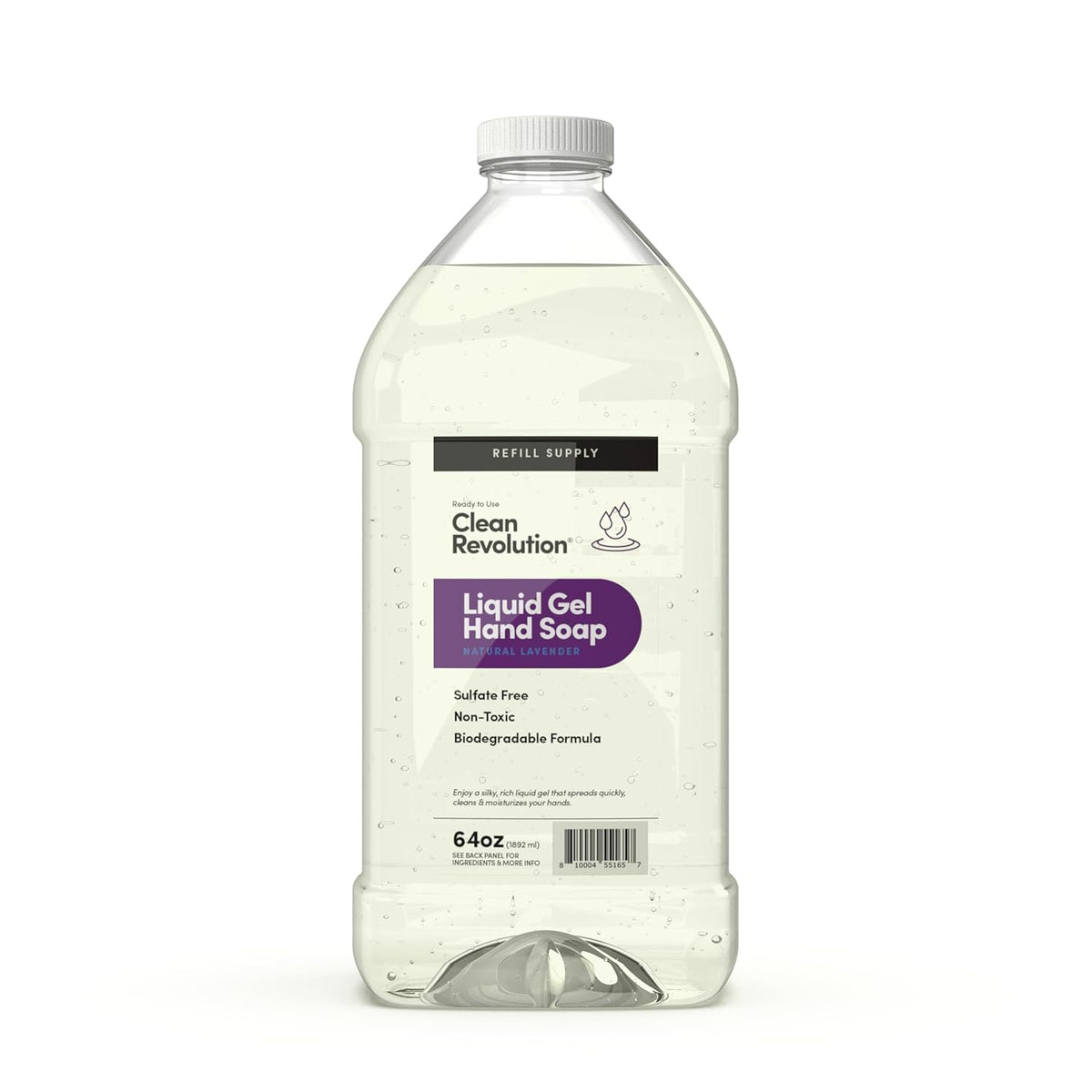Clean Revolution Liquid Gel Hand Soap, Silky Rich Liquid, Quick Lather, Fast Rinsing, Contains Real Essential Oils (Natural Lavender) 64 Fl Oz