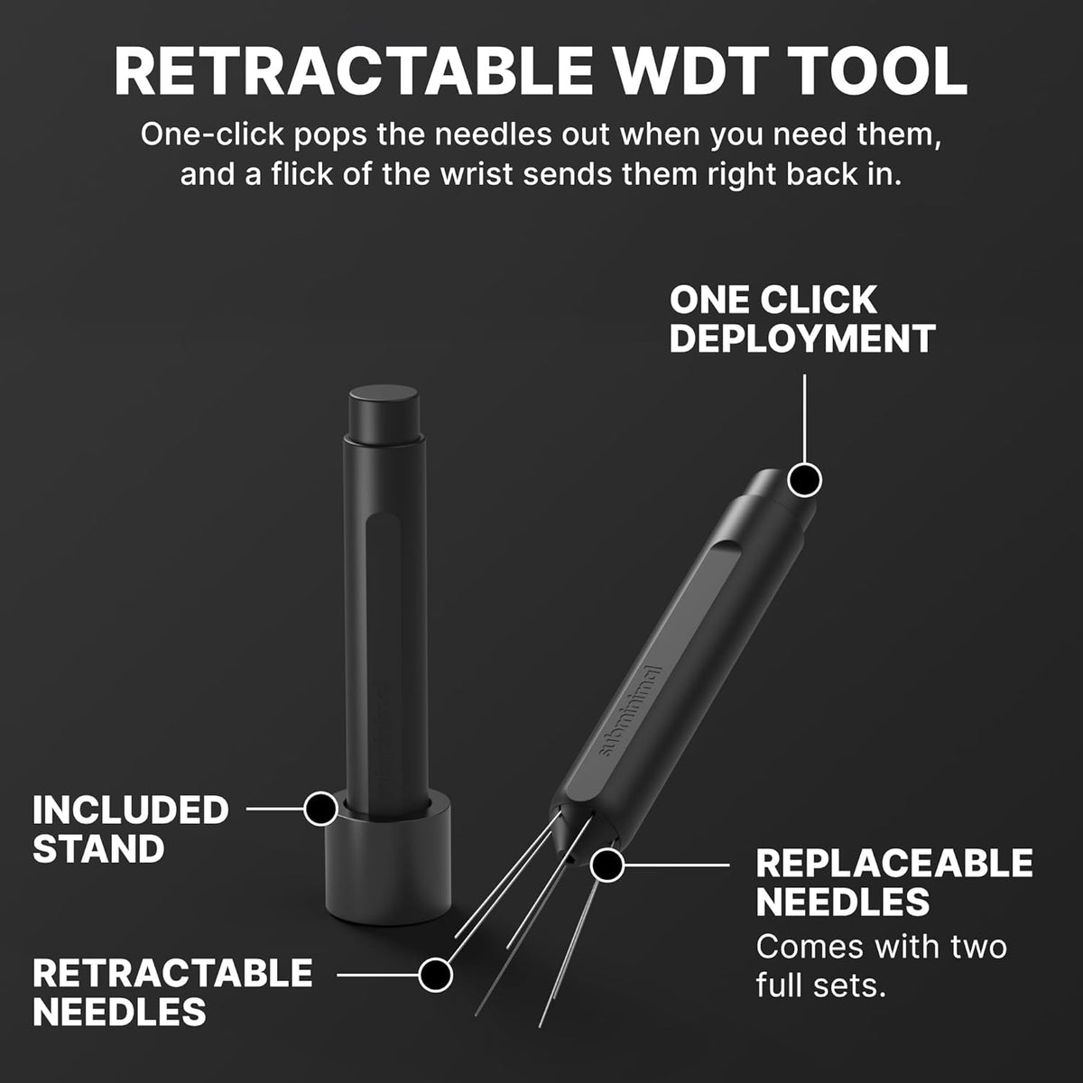 Subminimal Flick WDT Espresso Distribution Tool - Stirrer Tool For Barista-Grade Precision Brewing - Tamper With Retractable Needles - Coffee & Espresso Machine Parts & Accessories
